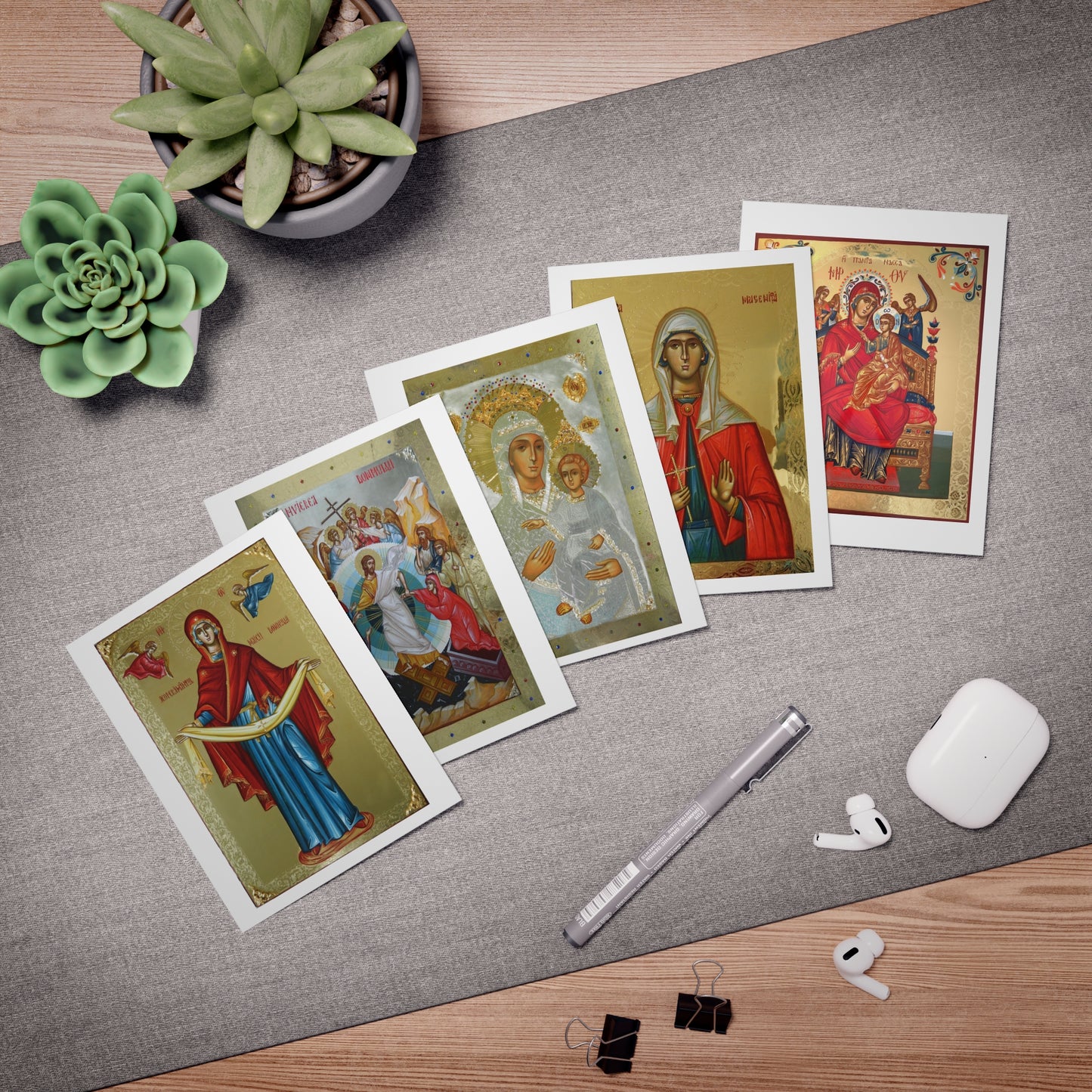Felicitari religioase BIZANTIN ICONOSE Multi-Design - Pachet de 5 pentru Sarbatori si Ocazii Speciale