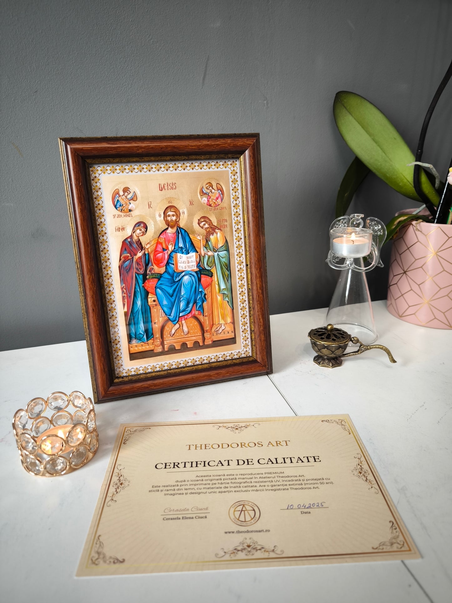 ICOANA DEISIS-ISUS HRISTOS,MAICA DOMNULUI SI SFANTUL IOAN BOTEZATORUL replica print icoana originala Theodoros Art