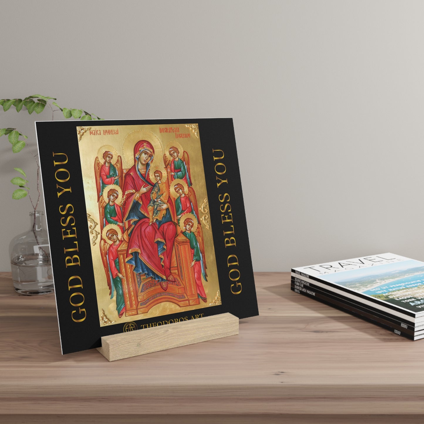 Inspirational Gallery Board with Stand - 'God Bless You' Icon Display