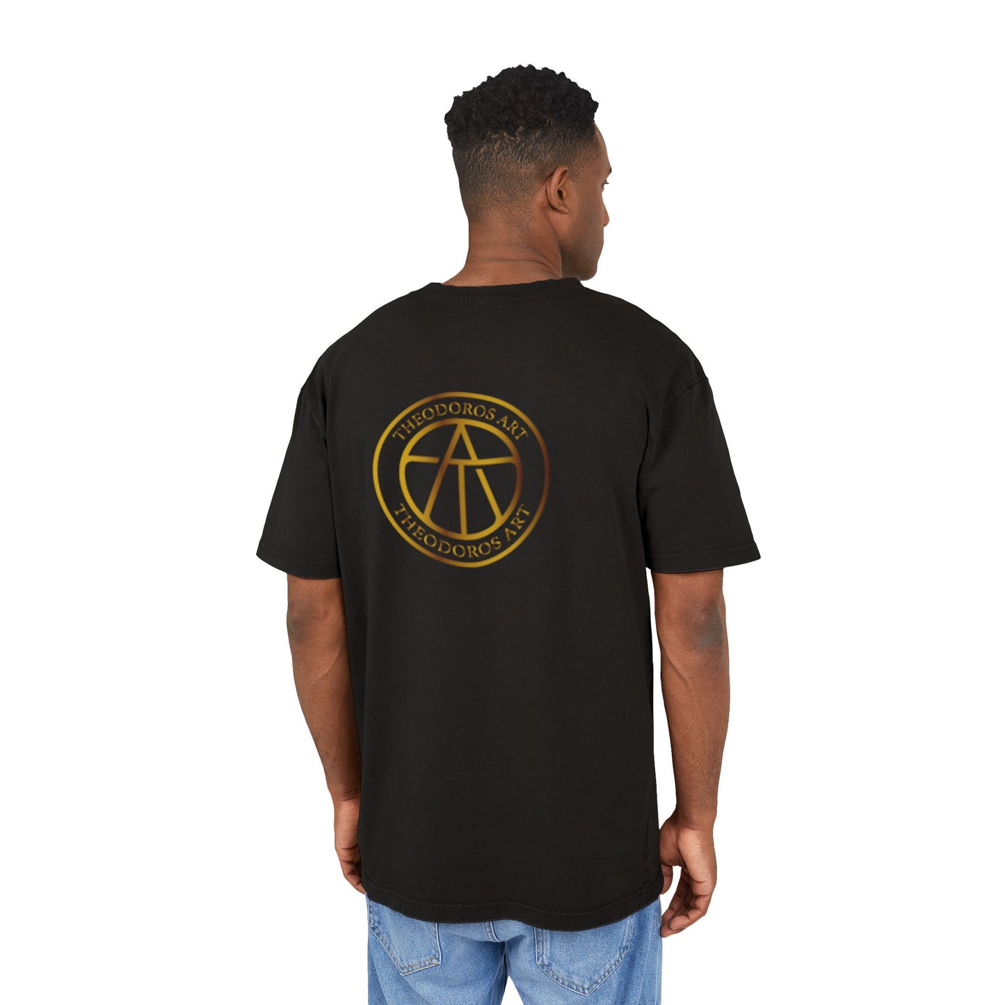 Men's Acid Washed Oversize Tee with Divine Art Design