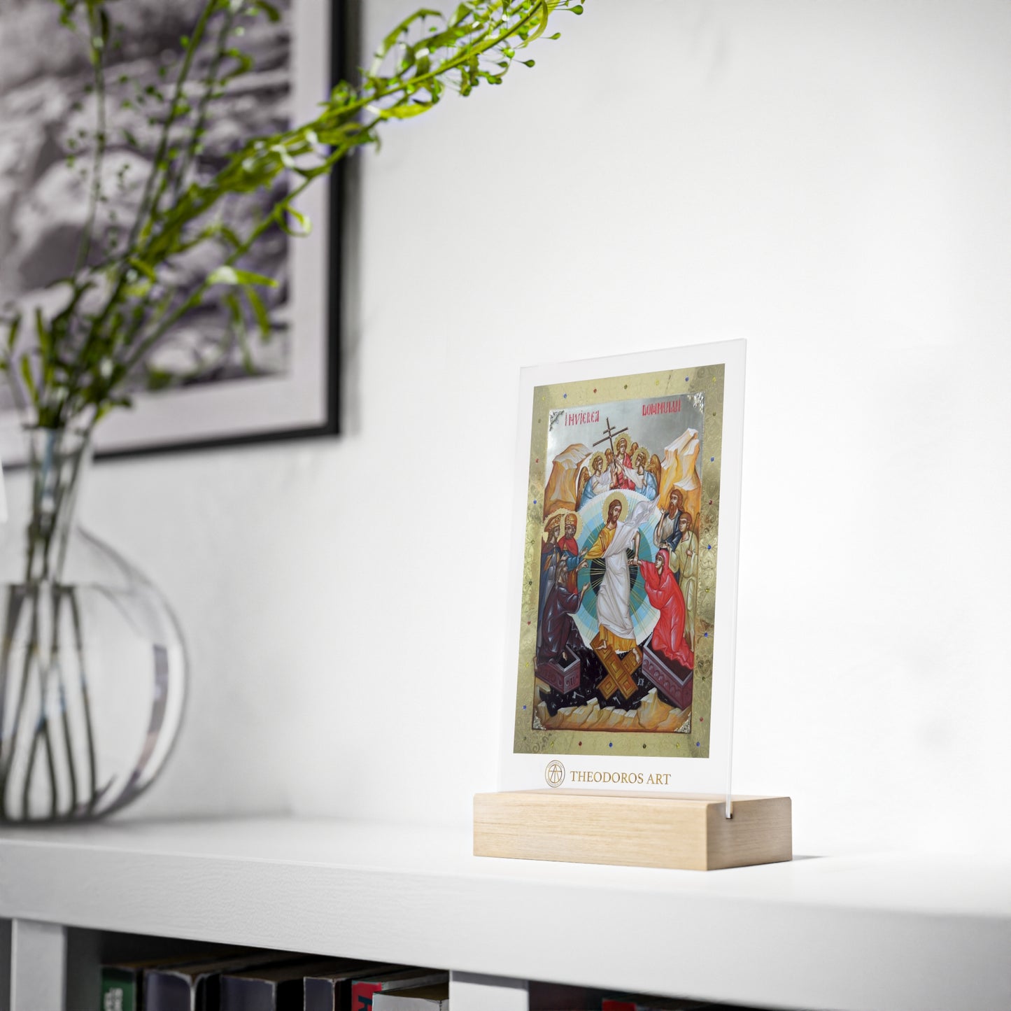 Religious Acrylic Sign with Wooden Stand - Iconic Artwork for Home Decor