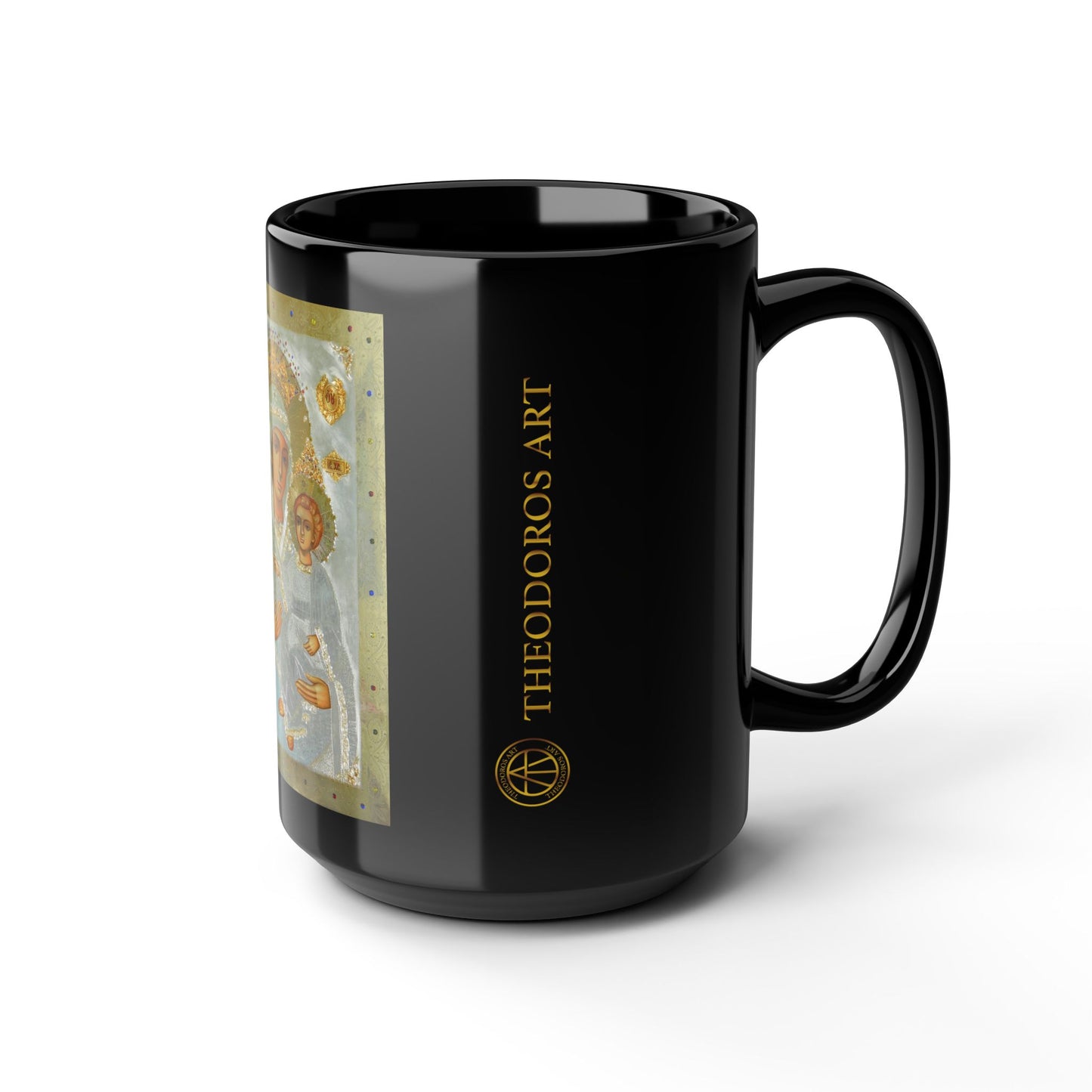 15oz Black Mug with Religious Icon Design - Perfect for Coffee Lovers and Gifts