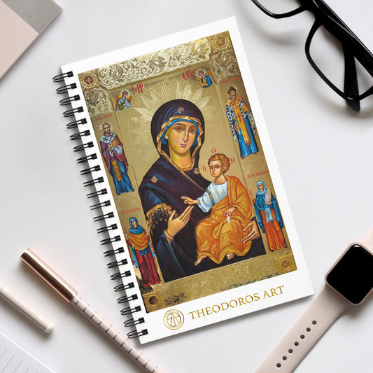 Spiral Journal with Iconic Virgin Mary Artwork - Perfect for Religious Reflection | Theodoros Art