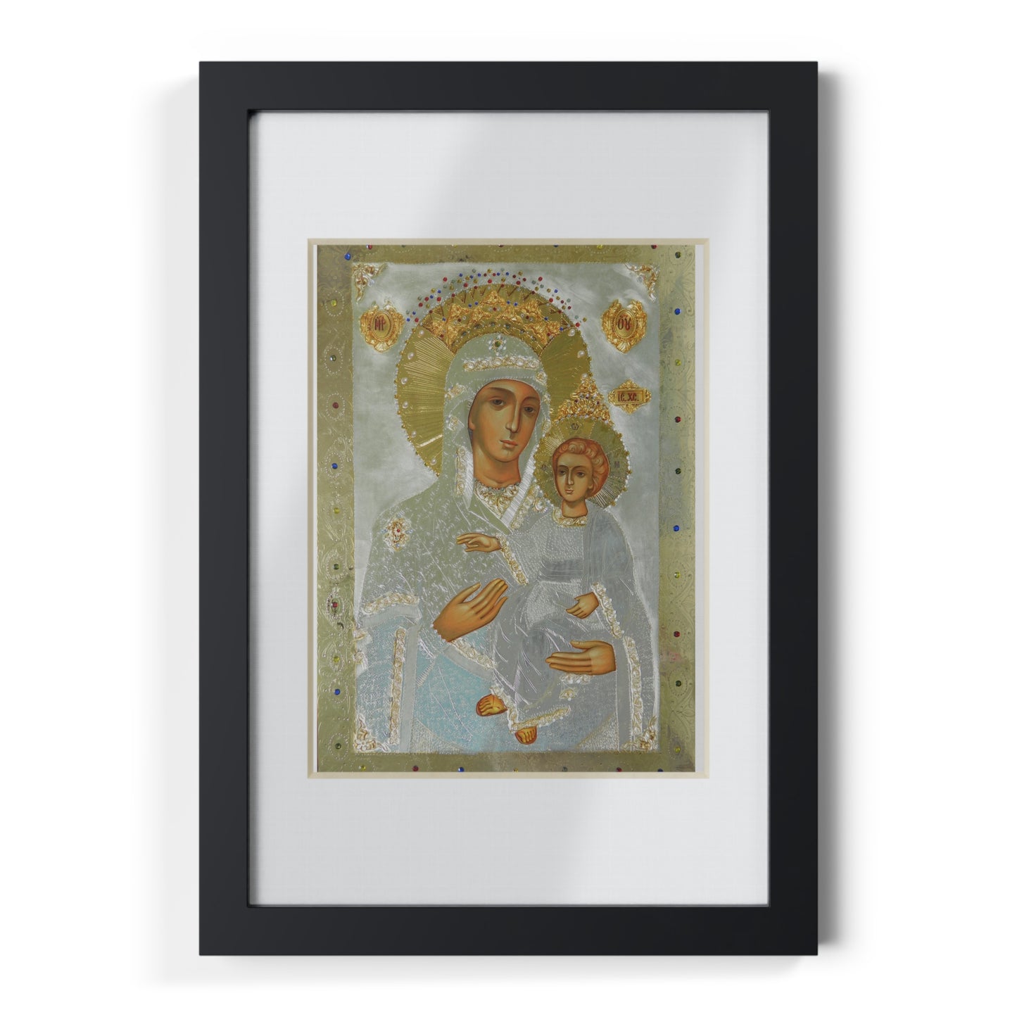 Poster iconic Fecioara Maria cu rama neagra - Decor spiritual pentru casa