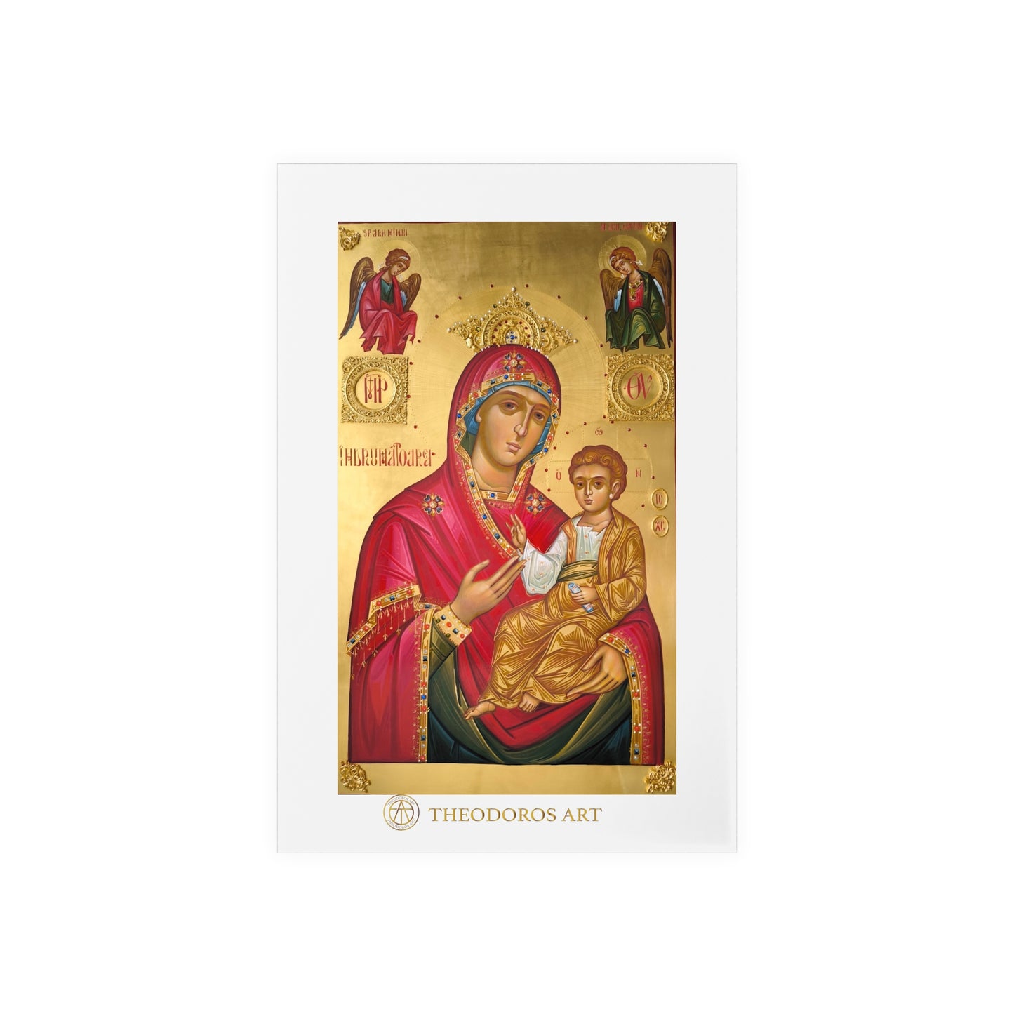 Semn religios acrilic cu suport din lemn – Icoana Fecioarei Maria