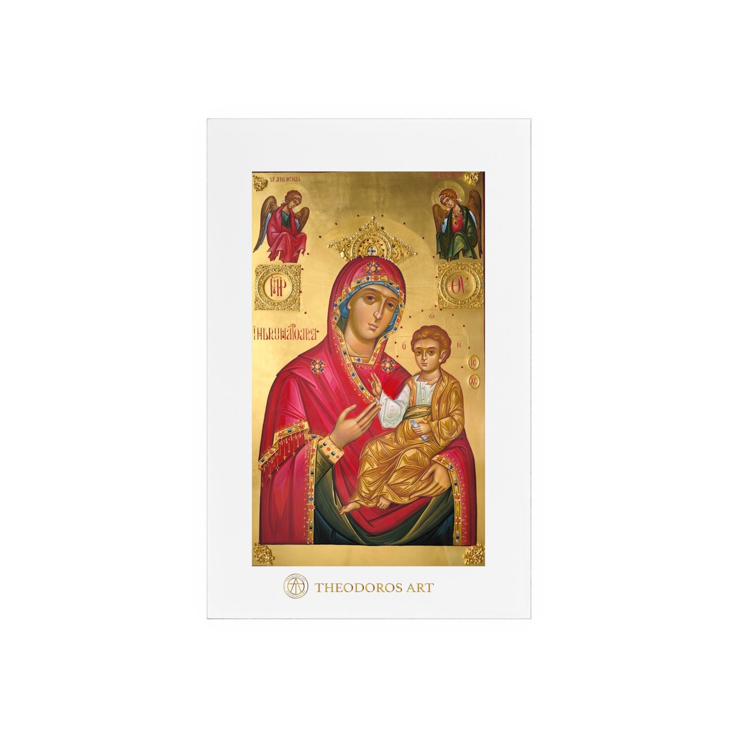 Semn religios acrilic cu suport din lemn – Icoana Fecioarei Maria