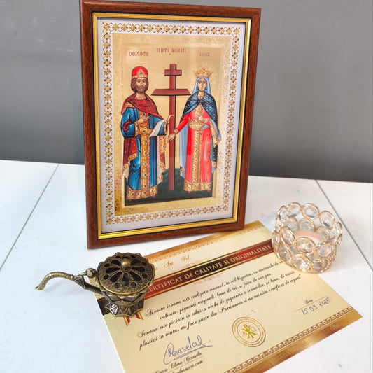 ICOANA SFINTII IMPARATI CONSTANTIN SI ELENA  replica print icoana originala Theodoros Art