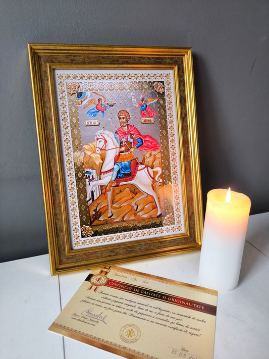ICOANA SFANTUL MARE MUCENIC MINA  replica print icoana originala Theodoros Art