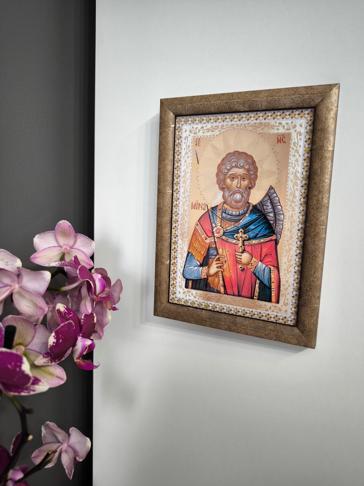 ICOANA SFANTUL MARE MUCENIC MINA  replica print icoana originala Theodoros Art