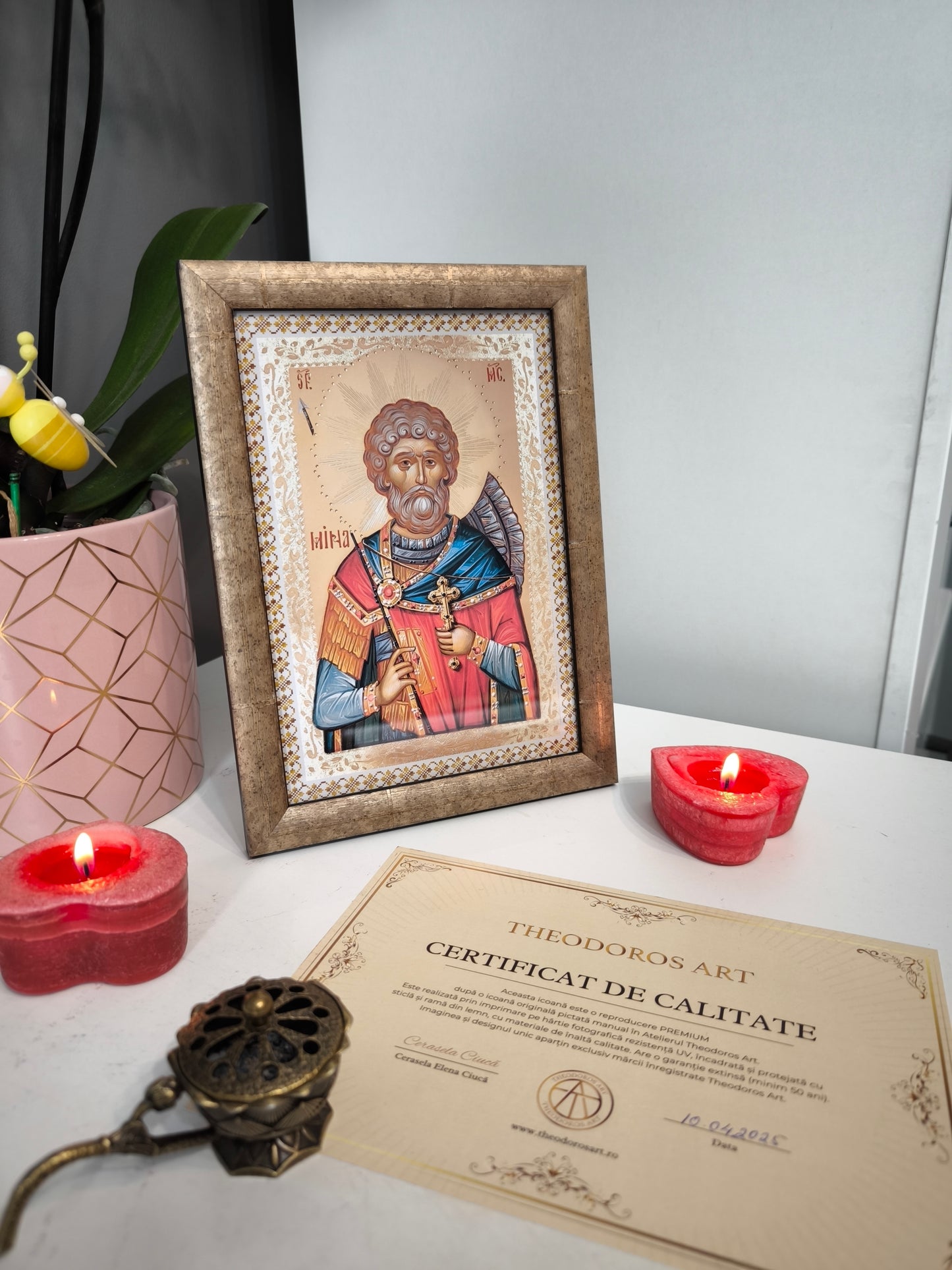 ICOANA SFANTUL MARE MUCENIC MINA  replica print icoana originala Theodoros Art