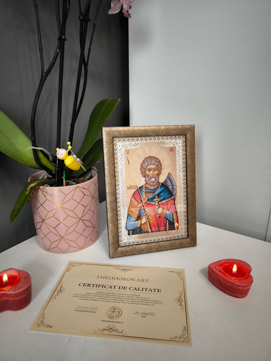 ICOANA SFANTUL MARE MUCENIC MINA  replica print icoana originala Theodoros Art