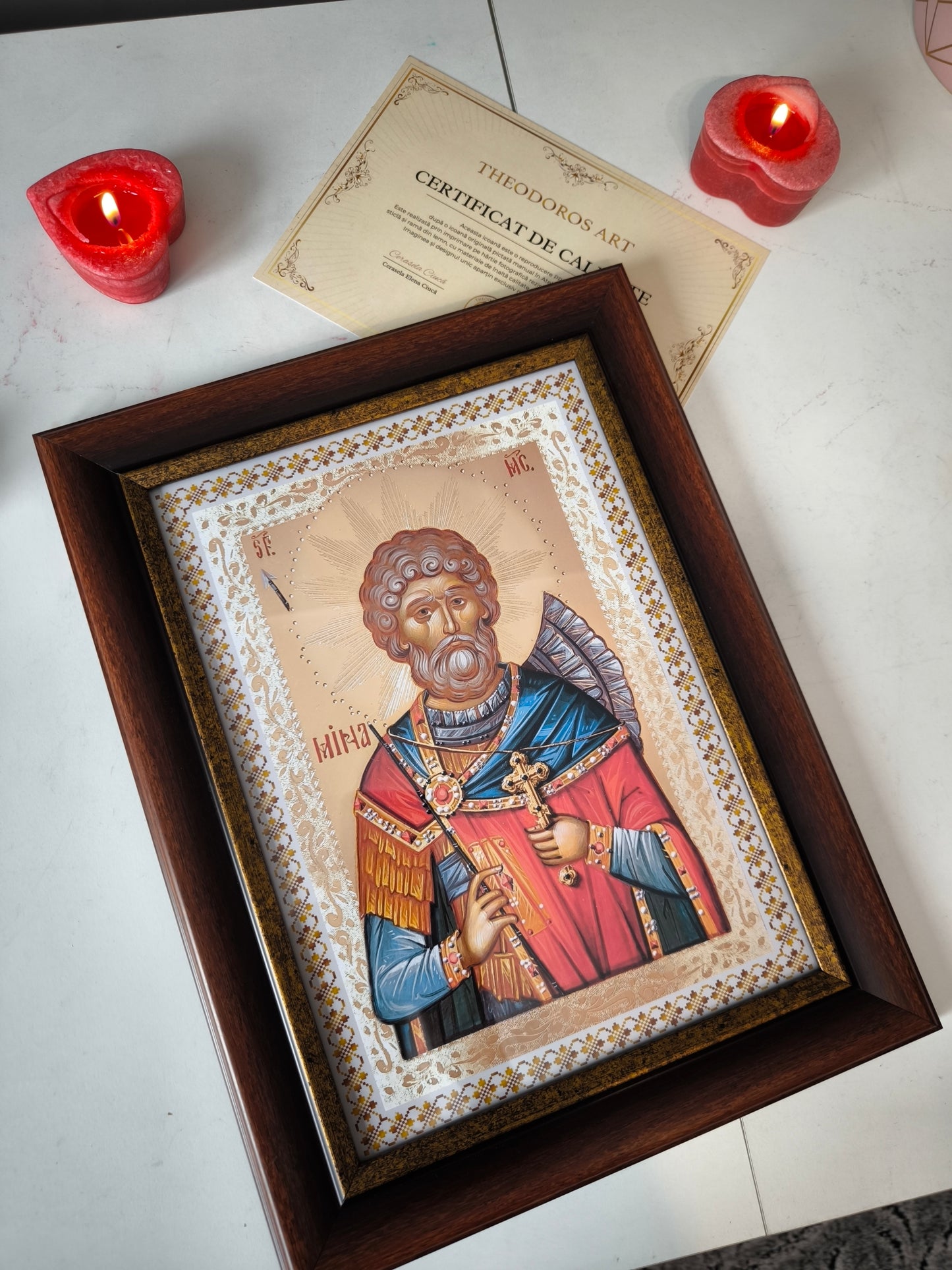 ICOANA SFANTUL MARE MUCENIC MINA  replica print icoana originala Theodoros Art