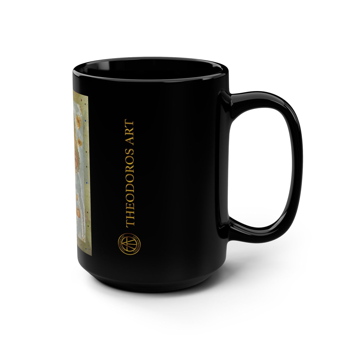 15oz Black Mug with Religious Icon Design - Perfect for Coffee Lovers and Gifts