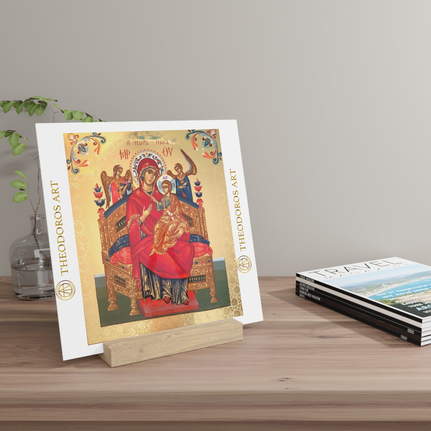 Religious Art Gallery Board with Stand - Icon Display for Home Decor
