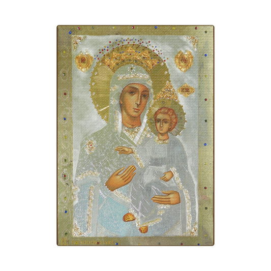 Religious Art Satin Canvas Print - Icon of Mother and Child