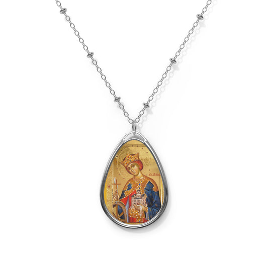 SAINT MARTYR CATHERINE  Elegant Oval Necklace with Saint Design for Spiritual Connection