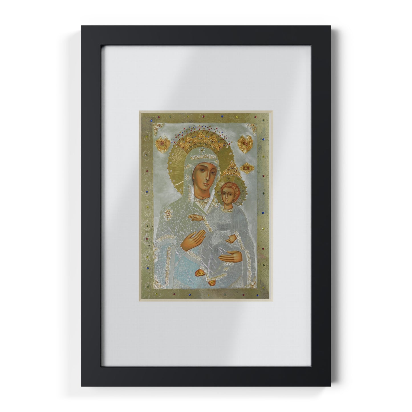 Poster iconic Fecioara Maria cu rama neagra - Decor spiritual pentru casa