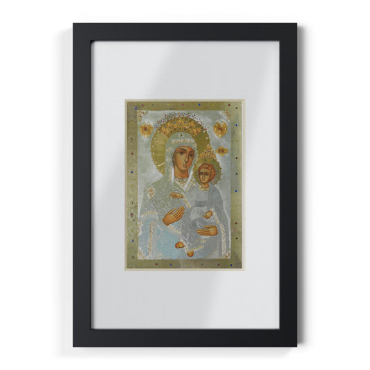 Poster iconic Fecioara Maria cu rama neagra - Decor spiritual pentru casa