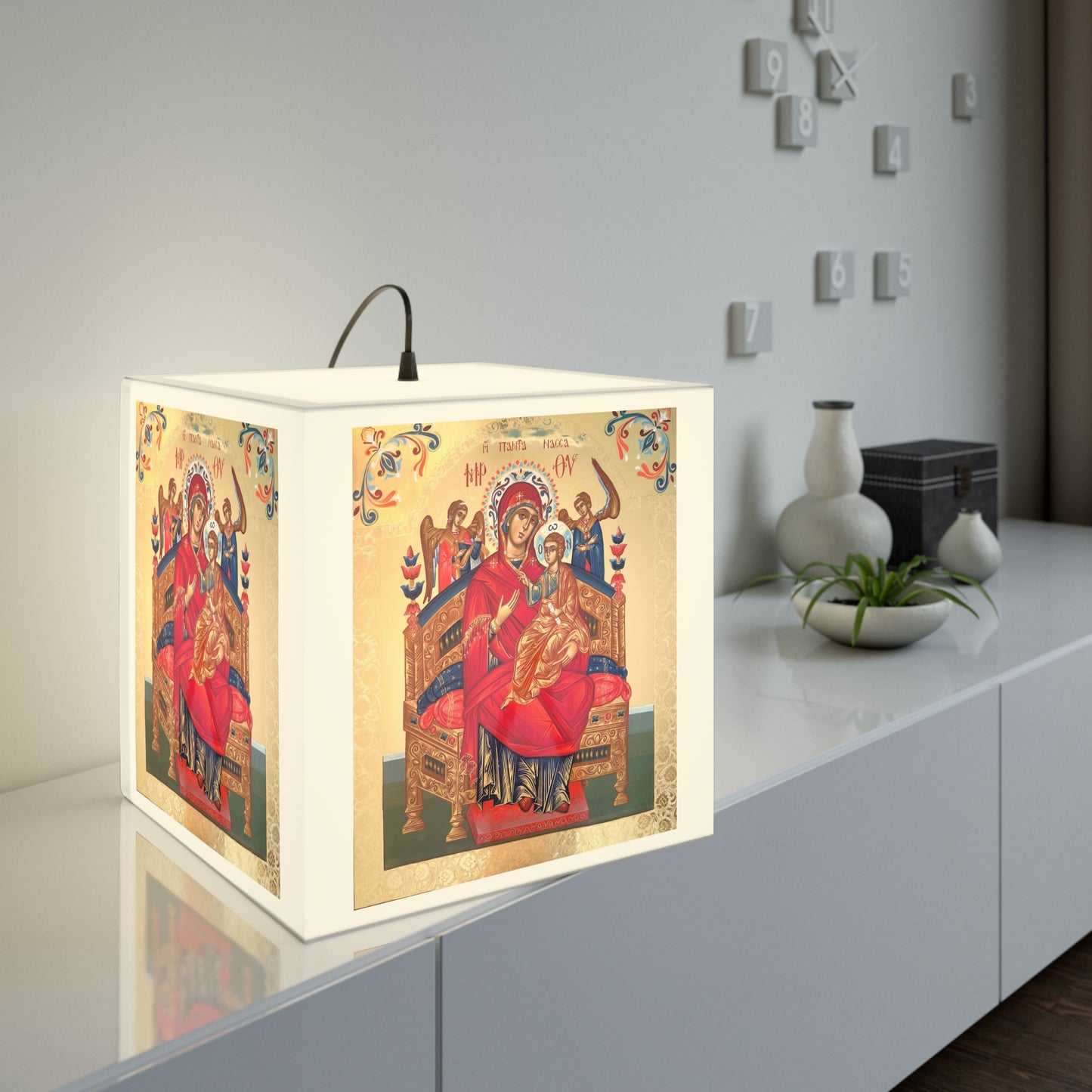 Lampă cub de lumină decorativă elegantă cu design religios 