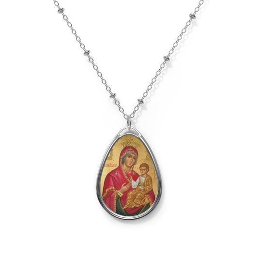 Colier Oval Religios cu Pandantiv Icon - Argint Sterling