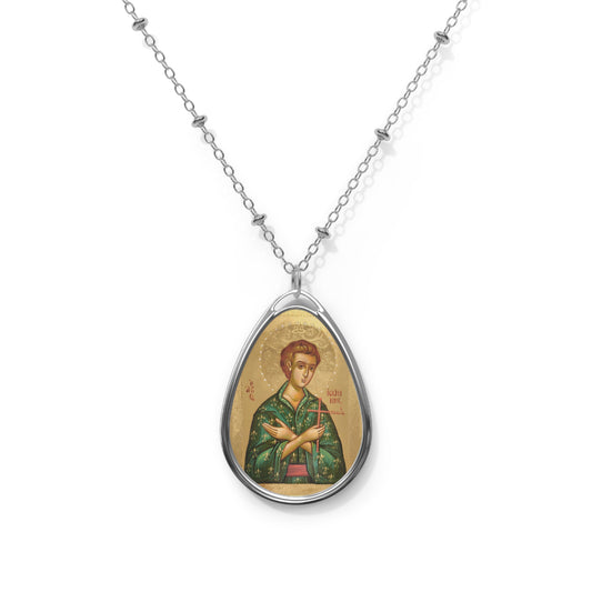 SAINT JOHN the Russian-Elegant Oval Necklace with Religious Icon Design